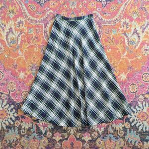 Vintage 70s Plaid Maxi Skirt - Medium